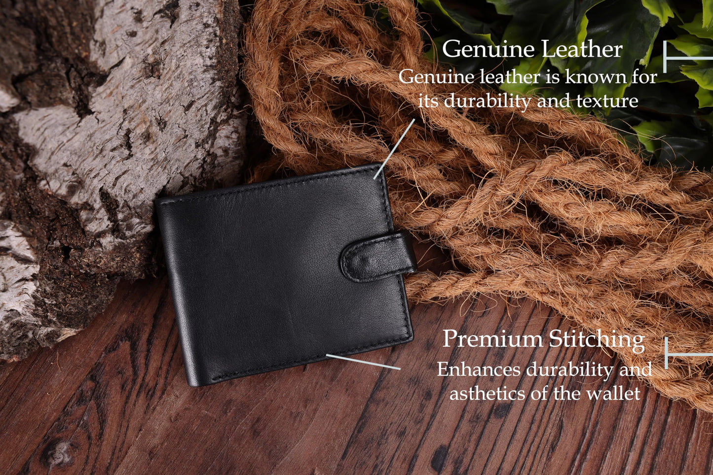 - Men's Bifold Genuine Leather Wallet | Optional Personalised Engraving -