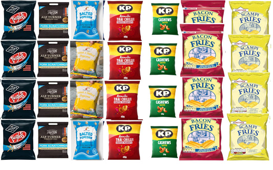 - Pub Snacks|  Alf Turner Pork Scratching | Bacon Scampi Fries | Chilli Nuts-