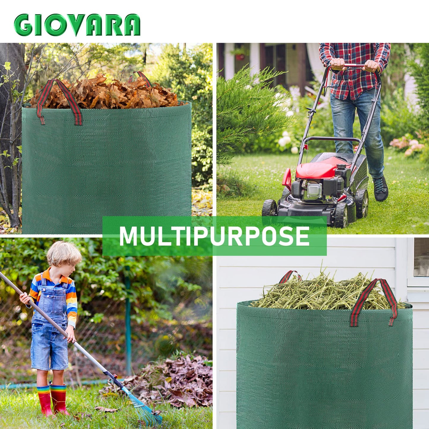 2 x 500L Garden Waste Bags,Waterproof Heavy Duty Large Refuse Sacks with Handles,Foldable and Reusable