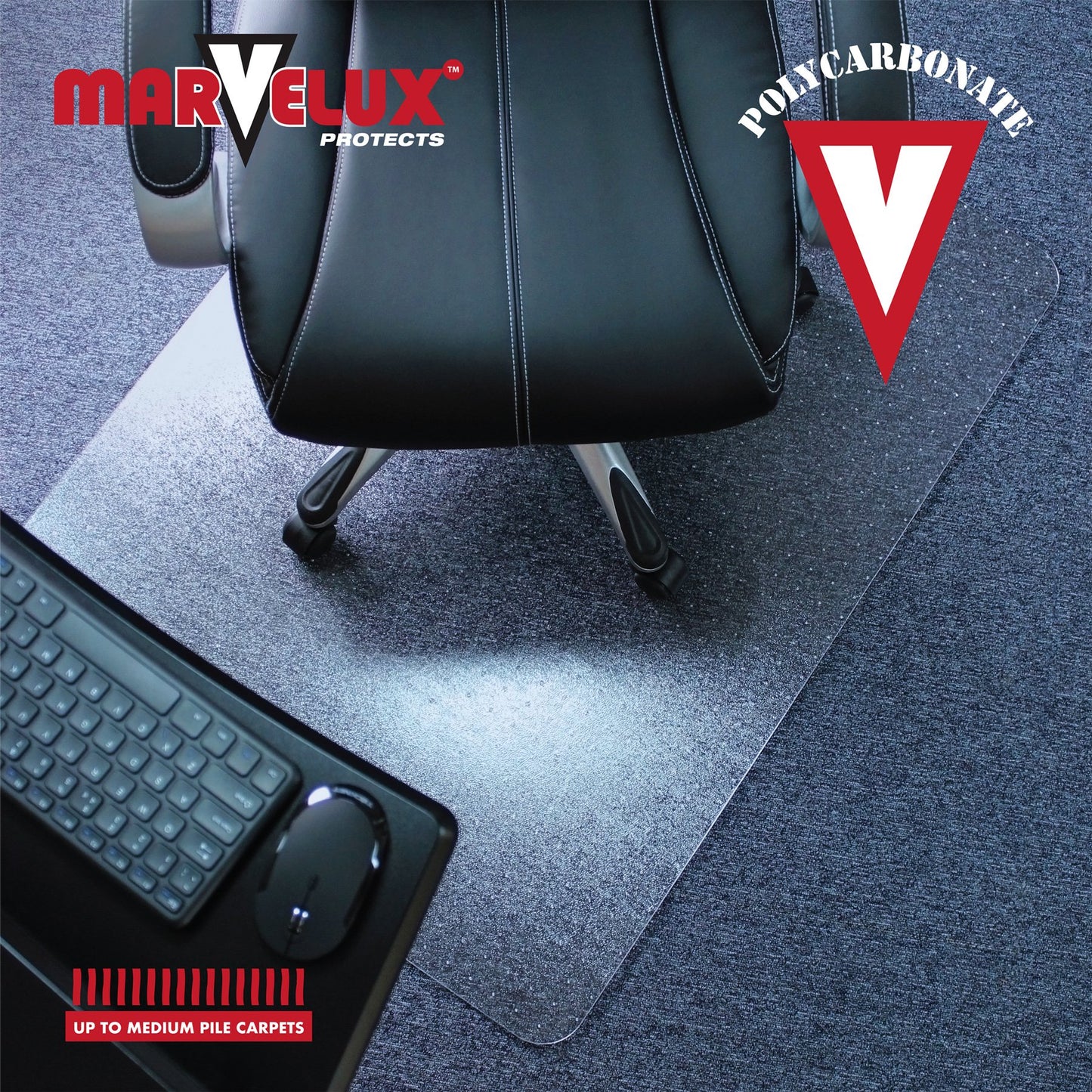 - Marvelux 90 x 120cm | (36" x 47") | Heavy Duty Premium Polycarbonate Rectangular Office Chair Mat -