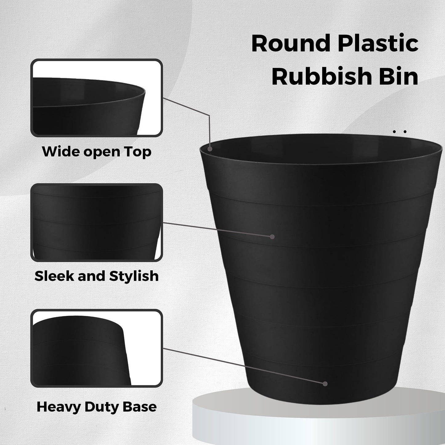 - Homeshopa Plastic Waste Paper Bin | 6L | Round Waste Basket Trash Can | Lightweight Rubbish Bin -