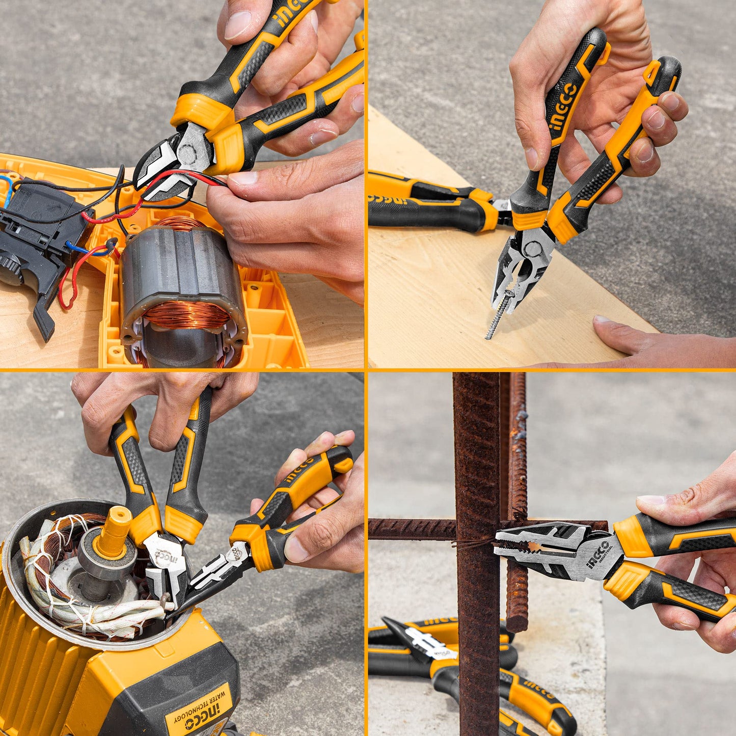 - INGCO 3Pcs High Leverage Pliers Set | 8" Combination Pliers | 7" Diagonal Cutting Pliers | 6" Long Nose Pliers -