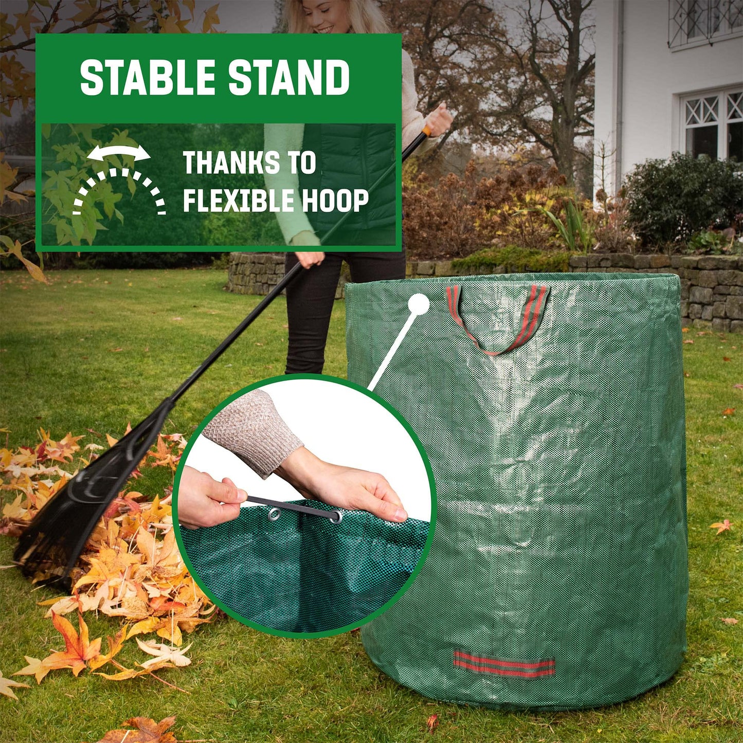 - GardenGloss® Garden Waste Bags Heavy Duty with Handles (3pcs) | 272L High Capacity Garden Bag | UV Stable and Water Repellent | Reusable -