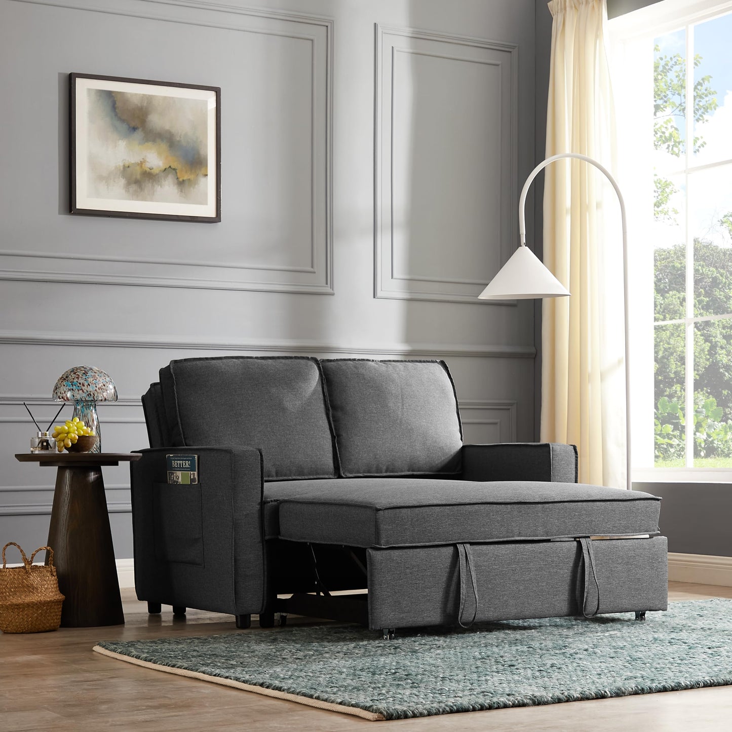 - Home Detail Faux Leather Pull Out Sofa Bed | Two Seater SofaBed Upholstered Settee -
