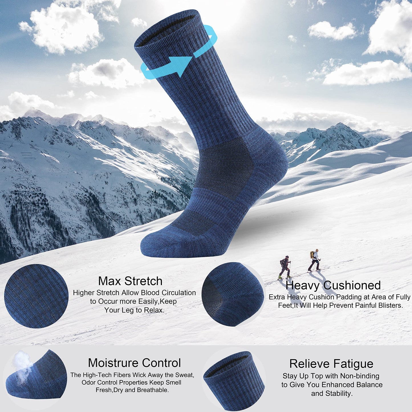 - Ortis Men's Merino | Wool Moisture Wicking | Outdoor Hiking Socks | Pack of 4 -