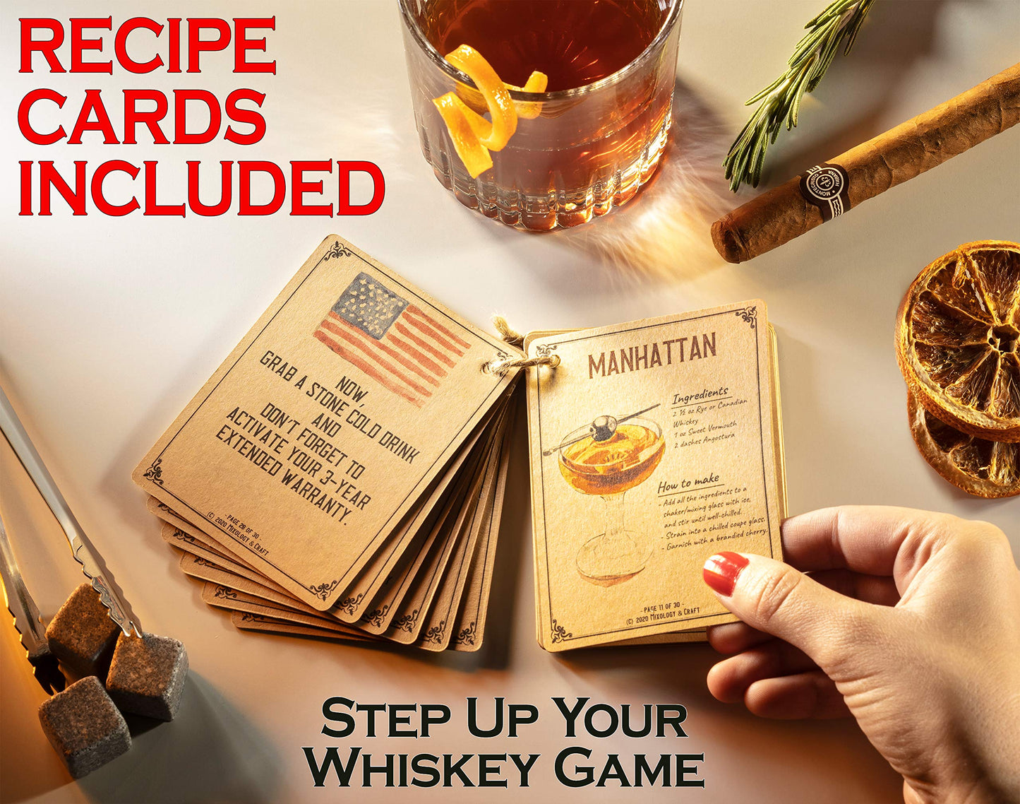 - Whiskey Stones Gift Set for Men | Whiskey Glass and Stones Set with Wooden Box