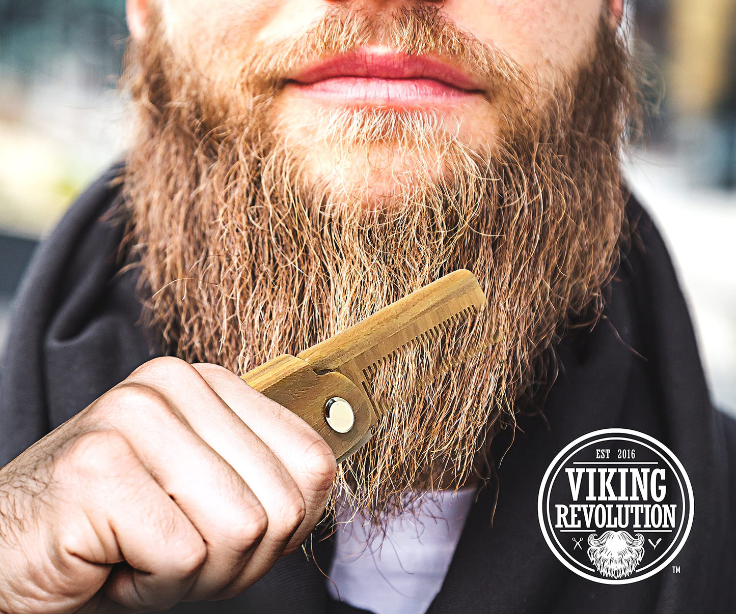 - Folding Beard Comb For Men | All Natural Wooden Beard Comb w/Gift Box -