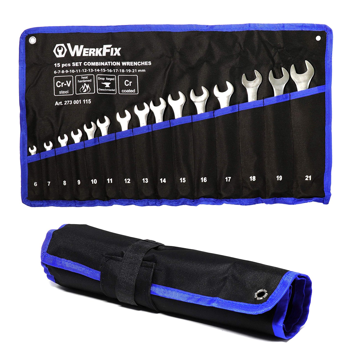 - WerkFix Combination Spanner Set 15-Piece 6-21 mm