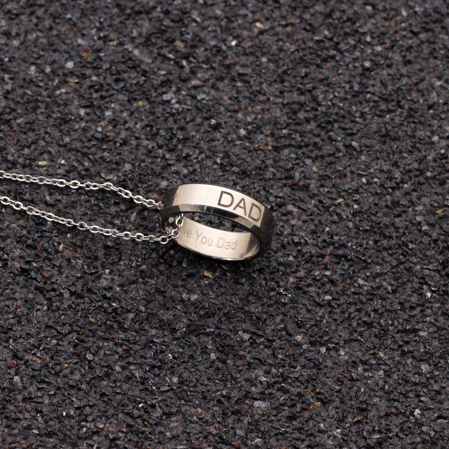 - YONGHUI Mens Personalised Adjustable Stainless Steel Ring Necklace Jewellery For Dad