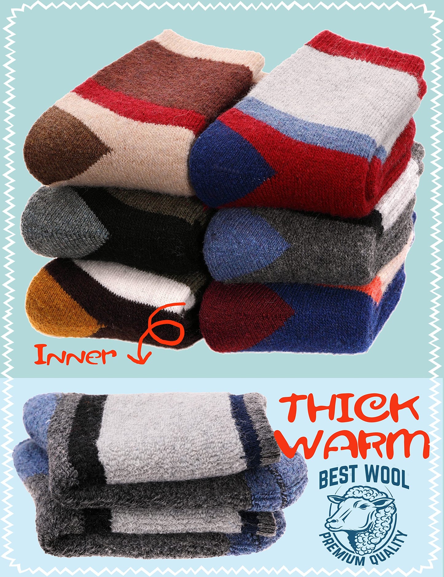 - Sandsuced Kids Warm Merino Wool Socks | Walking Toddlers Boys Girls Winter Thermal -