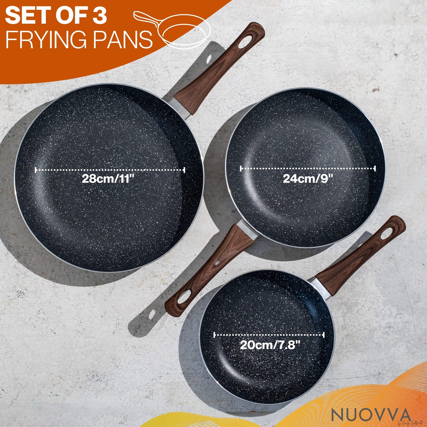 - Nuovva Induction Hob Pan Set | 3pcs Non Stick Chefs Pans –