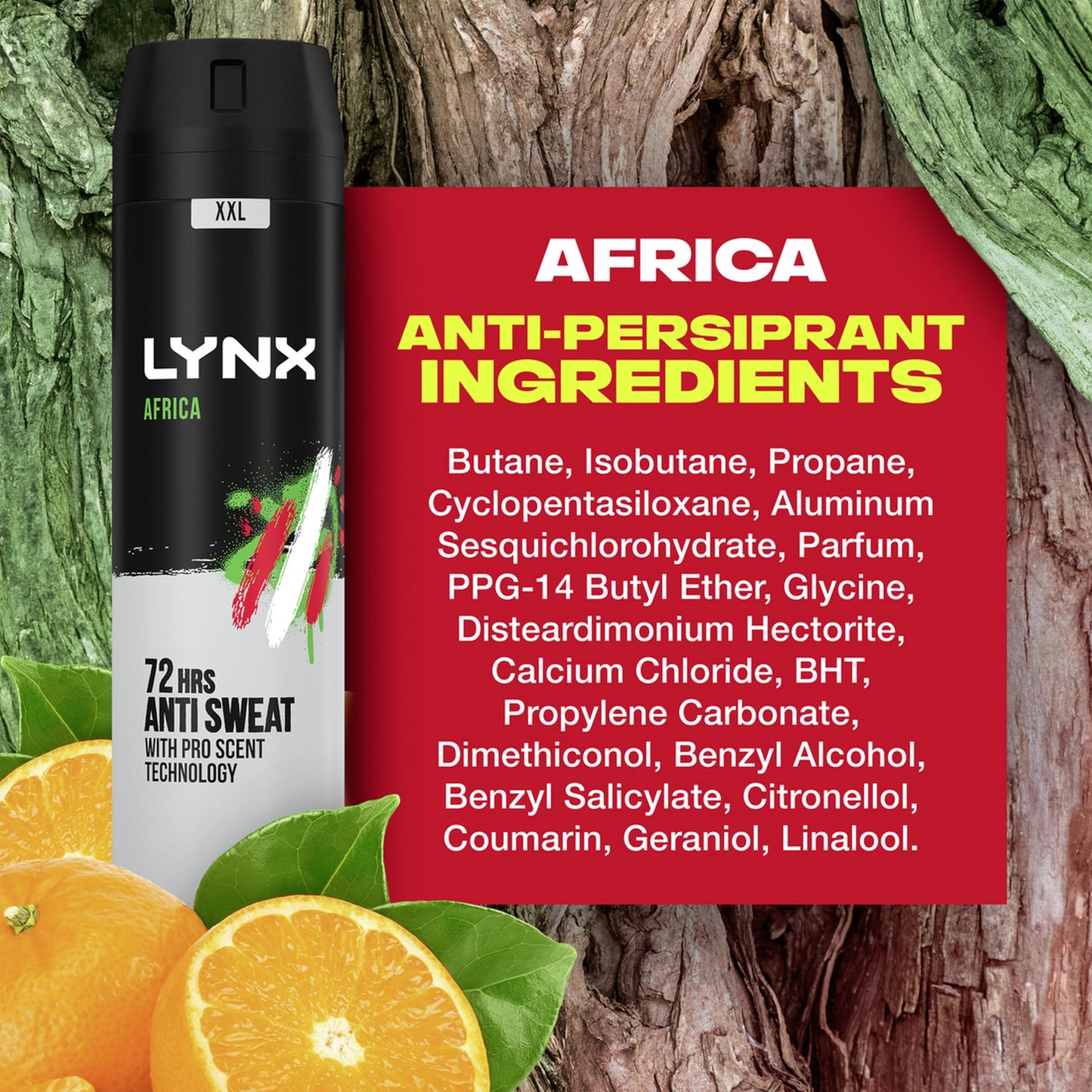 - Lynx XXL Africa Antiperspirant Deodorant Spray | 72-hour protection -