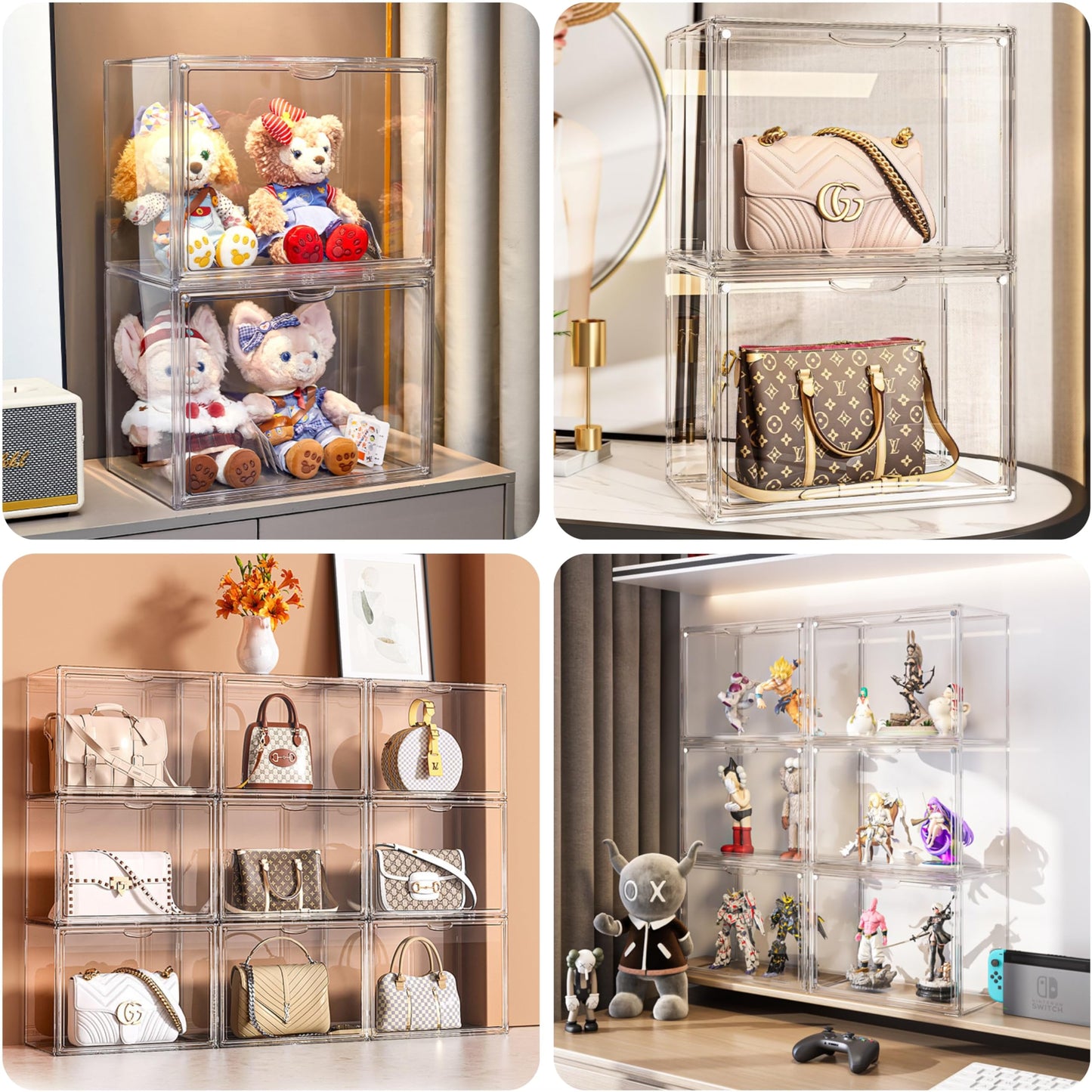 Dasellfa Display Case, Plexiglass Box, Acrylic Display Case, Collector's Display Case with Door, for Mini Figures, Small Figures, Action Figures, Toy, Model Cars, Collectible Figures (30 x 25 x 40 cm)