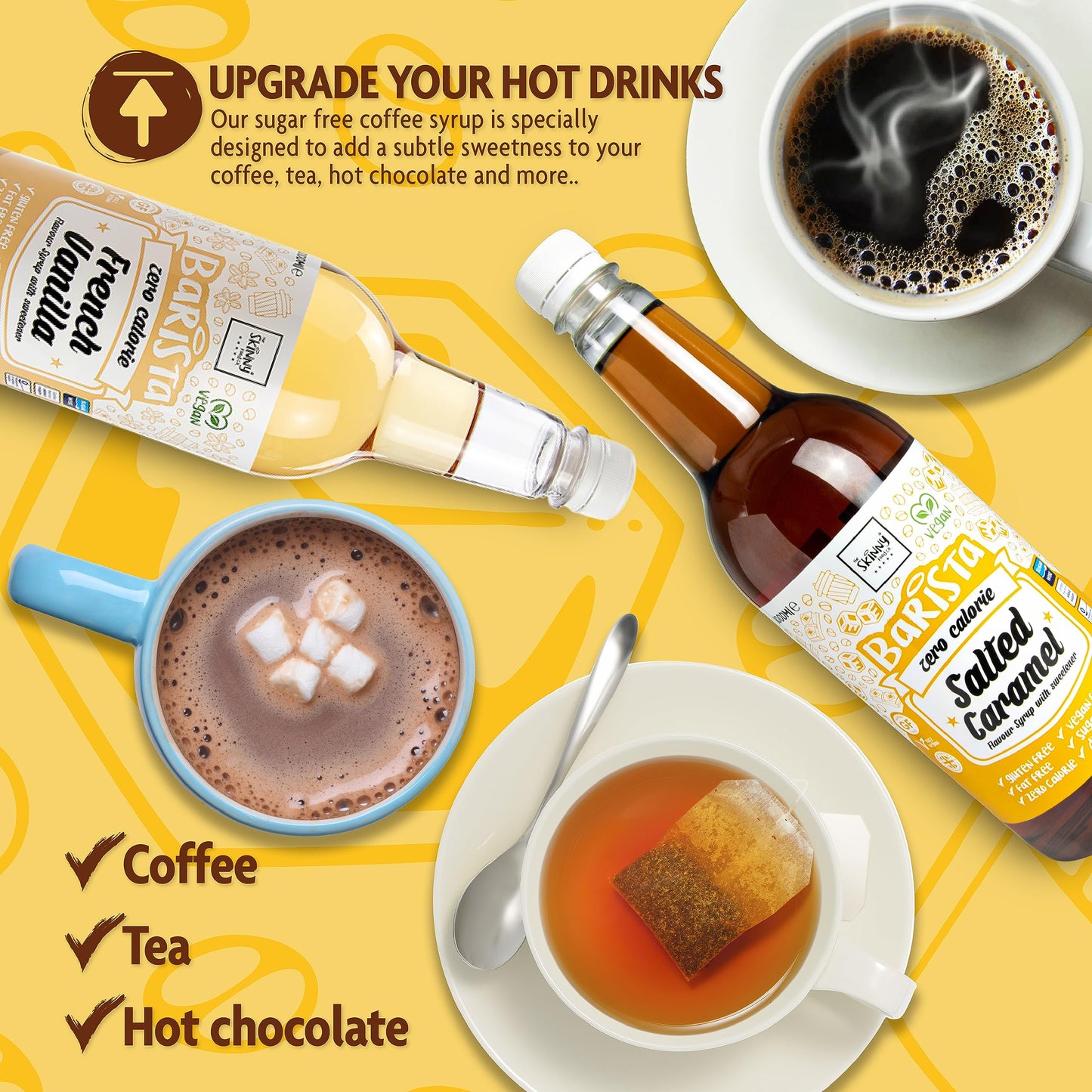 - Skinny Food Co Salted Caramel Syrup Zero Calorie 1L | Sugar Free Coffee Syrups -
