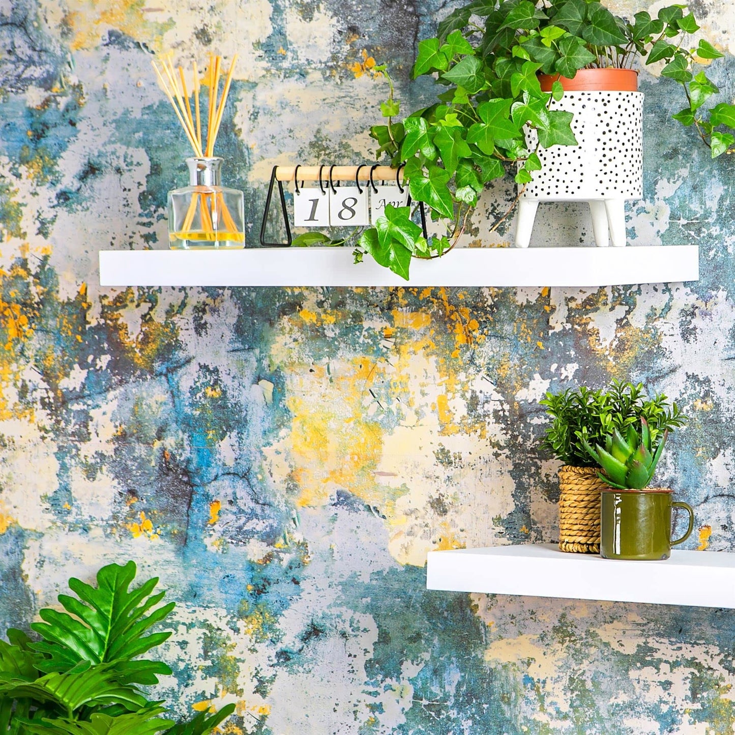 - Harbour Housewares Modern Floating Wall Shelf | 60cm | White | Pack of 2 -