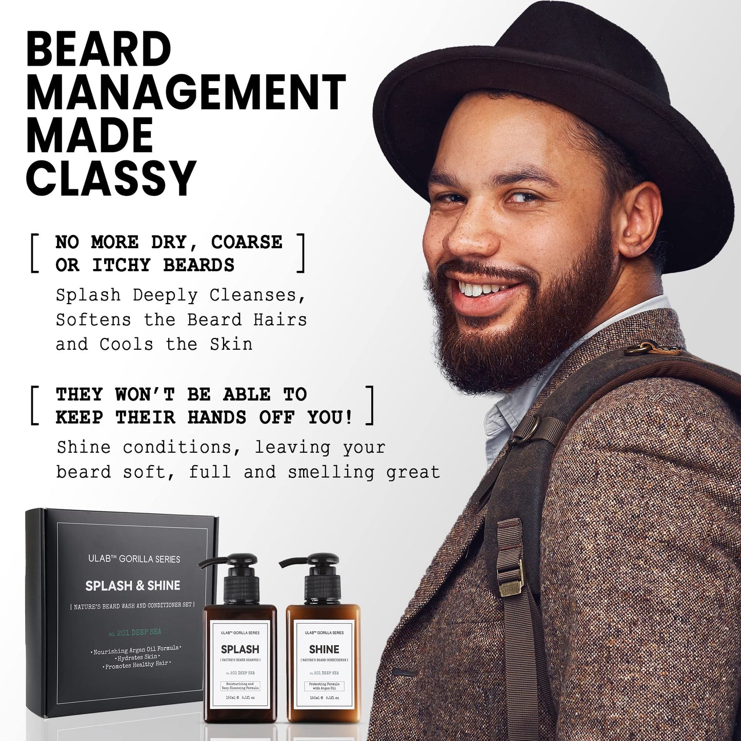 - Splash and Shine Beard Shampoo | Beard Conditioner | Deep Sea Scent Beard Wash and Conditioner for Men (2 x 150ml) -