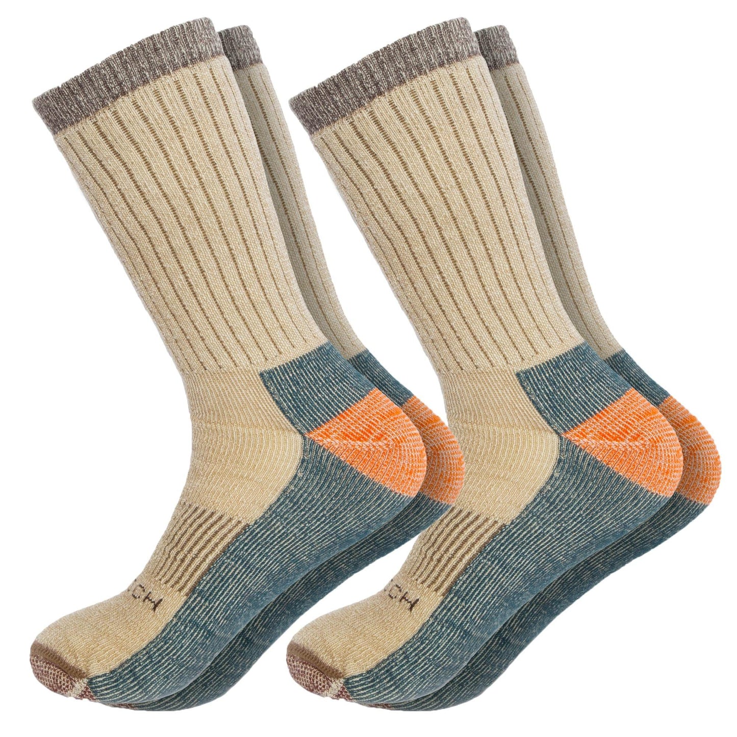 - WOOLRICH Merino Wool Socks for Men - Made in USA, Crew Hiking Sock, Made of 78% Merino Lambswool w/Padded Arch, 2 Pairs, Coffee Brown