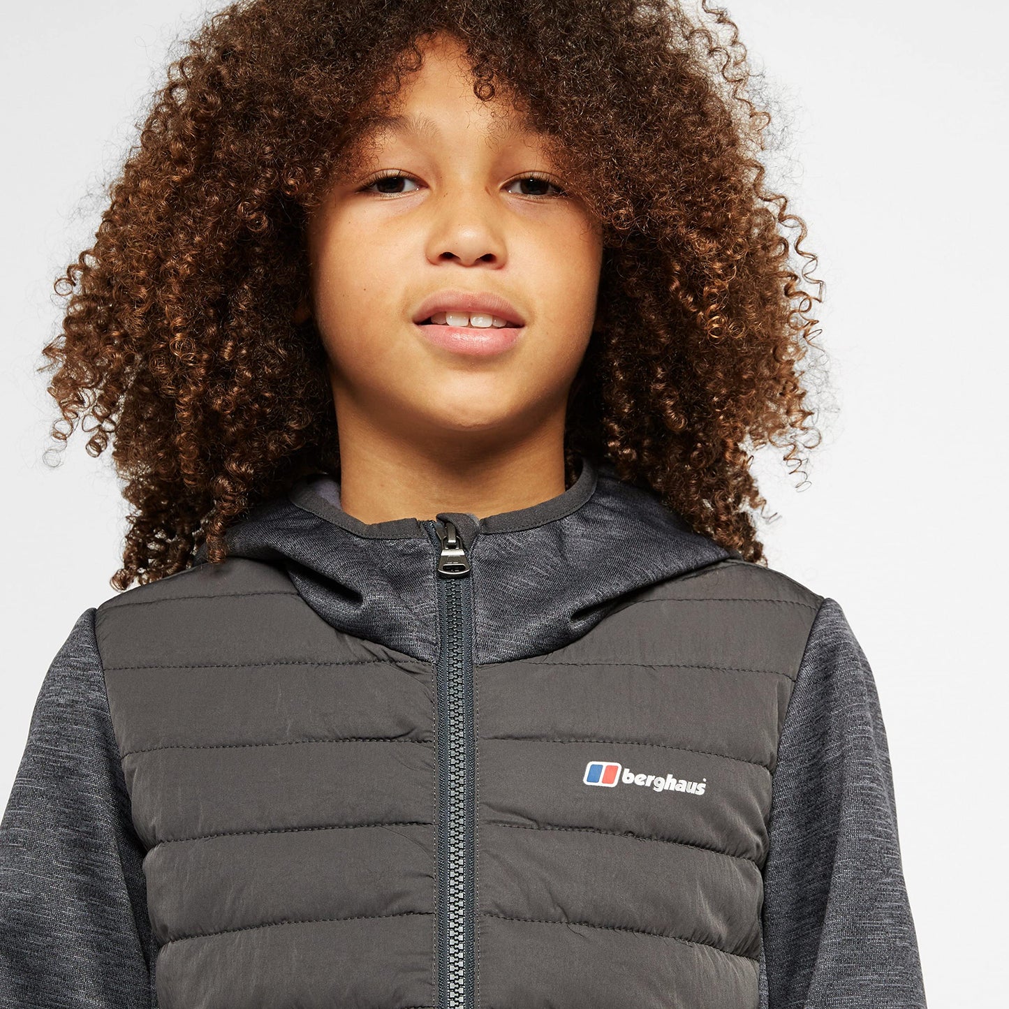 Berghaus Kids' Water Repellent and Insulated Hybrid Jacket, Kids' Fleece Jacket, Kids' Hiking & Outdoor Recreation Clothing (11-12 Years, Grey)