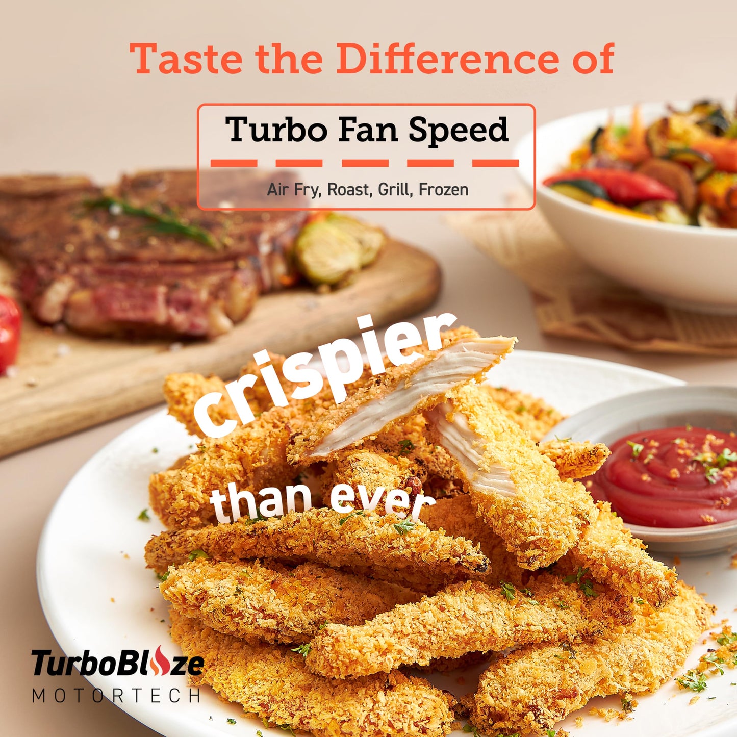 COSORI Air Fryer TurboBlaze, 6L Compact Design, 9 Functions with 5 Auto Fan Speeds Airflow System, Fast and Energy Saving, 30ā to 230ā, Quiet, 110+ Recipes, Oil Free, Non-stick, Dishwasher Safe