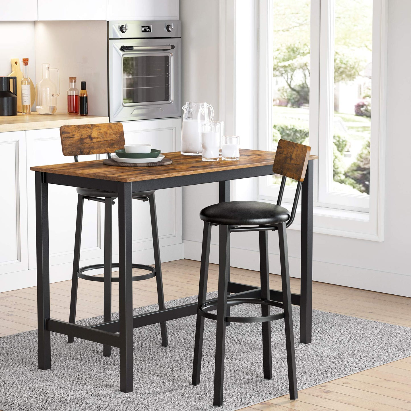 - VASAGLE Bar Stools, Set of 2 PU Upholstered Breakfast Stools -