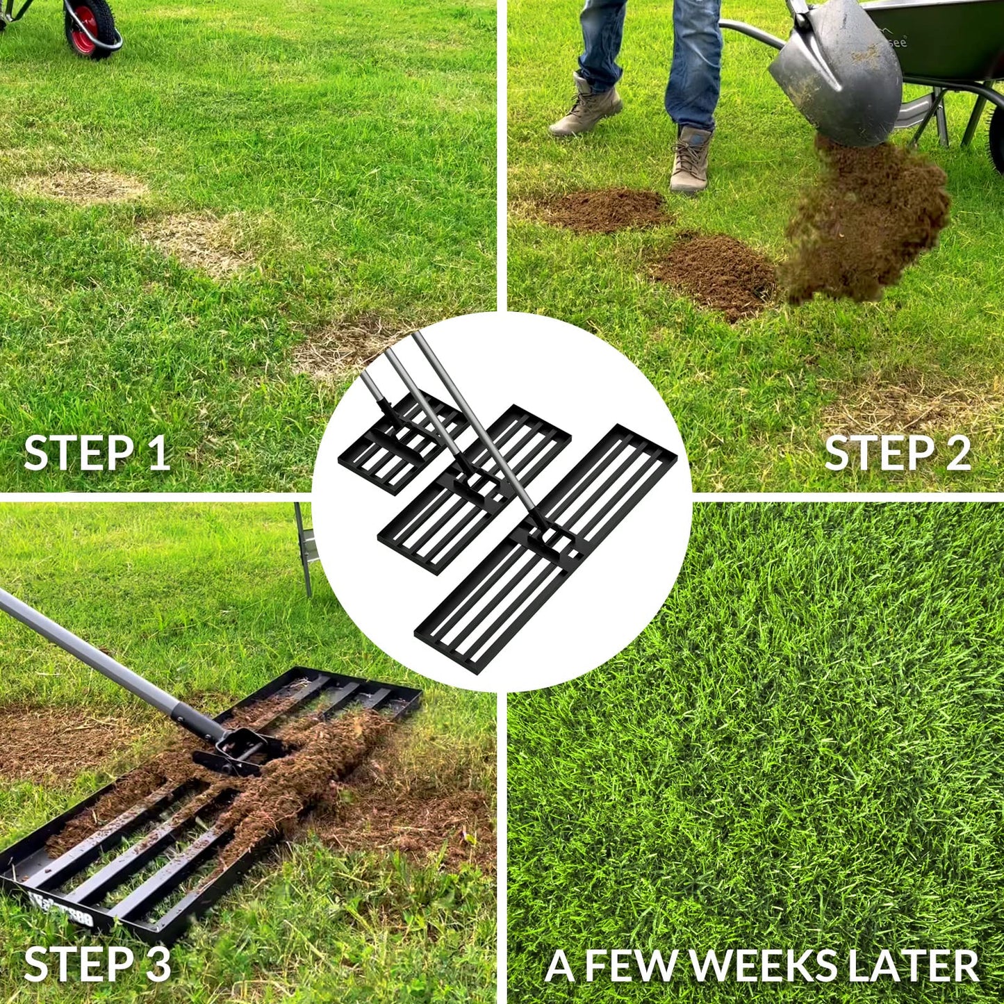 - Walensee Lawn Leveling Rake, 198cm 43×25cm Levelawn Tool