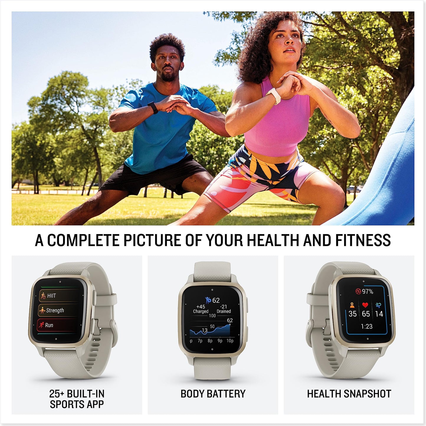- Garmin Venu Sq 2 | AMOLED GPS Smartwatch | All-day Health Monitoring and Fitness Features -