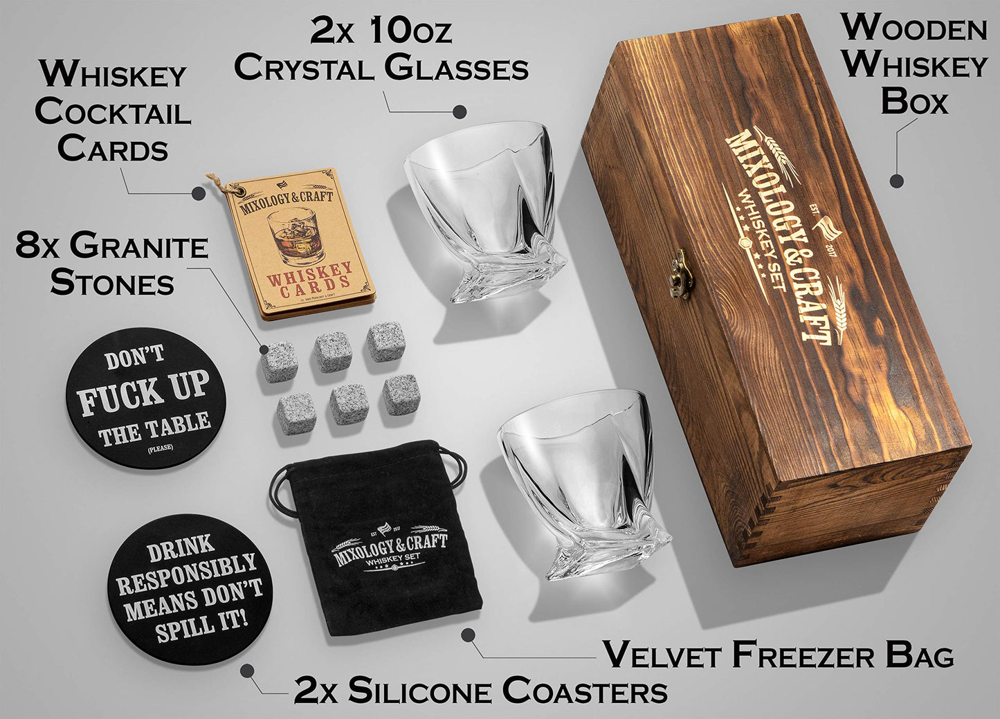 - Whiskey Stones Gift Set for Men | Whiskey Glass and Stones Set with Wooden Box