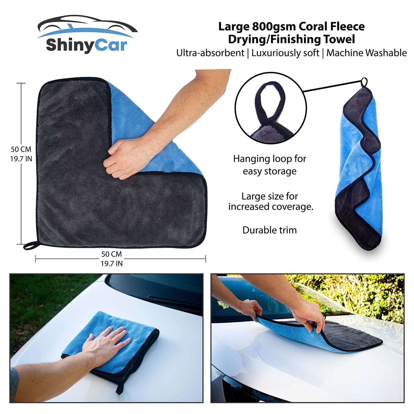 - ShinyCar® UK | Premium Car Washing Kit With Bag | Microfibre Valet Wash Mitts, Large Exterior Drying Towel, Waffle Cloths, Alloy Wheel Cleaning Brush, Detailing Brushes, Valeting Product Gift Set -