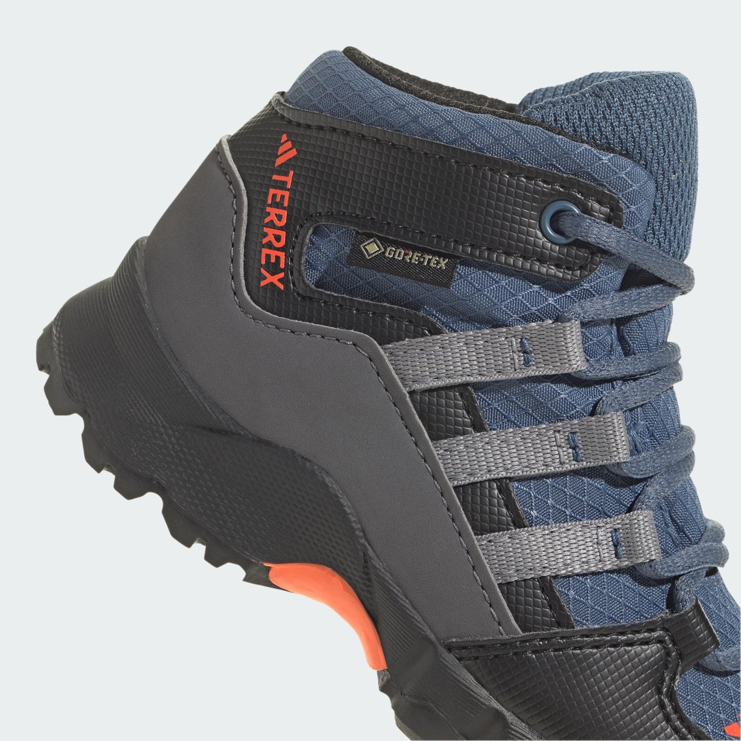 adidas Unisex Baby Terrex Mid Gore-TEX Hiking Sneaker, Wonder Steel/Grey Three/Impact Orange, 2 UK Child