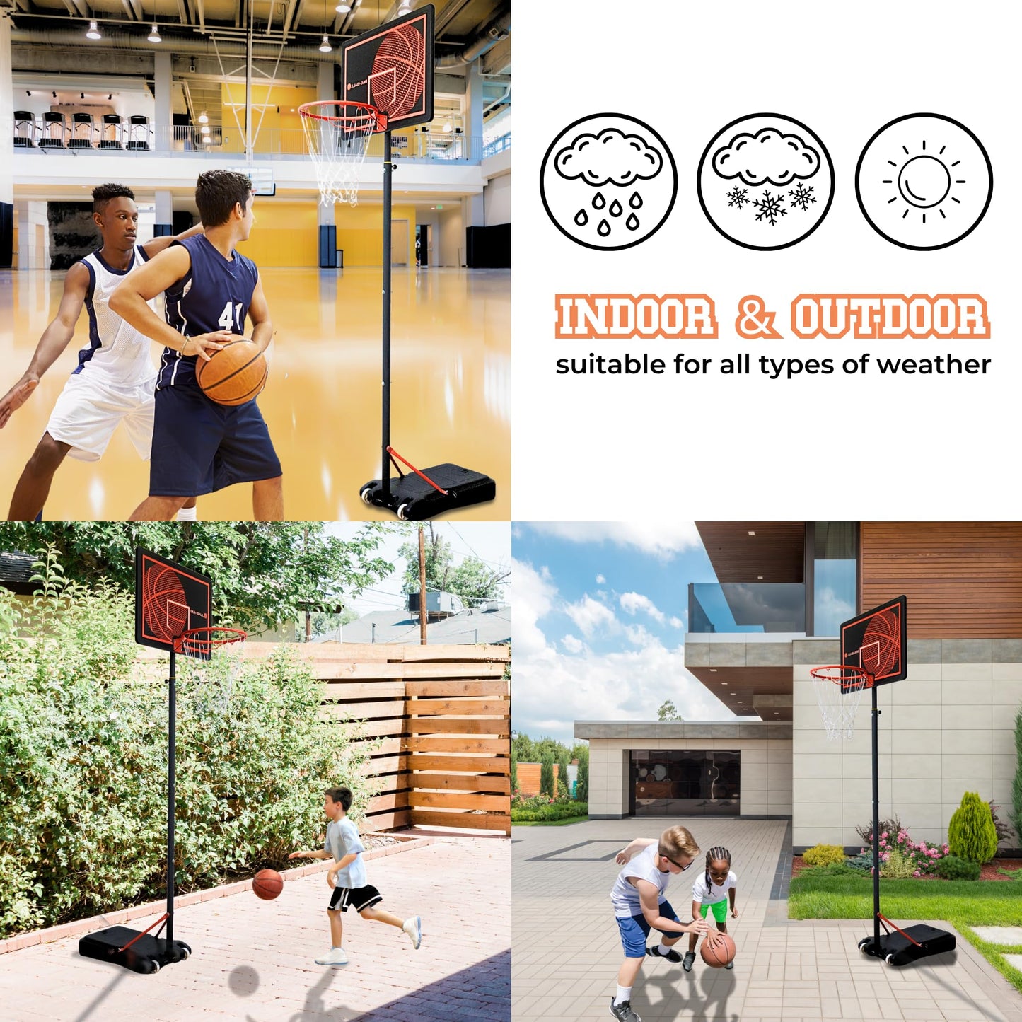 Bee-Ball BB-05 Adjustable Basketball Hoop (Basketball Stand) (5.2 ft -6.8 ft)