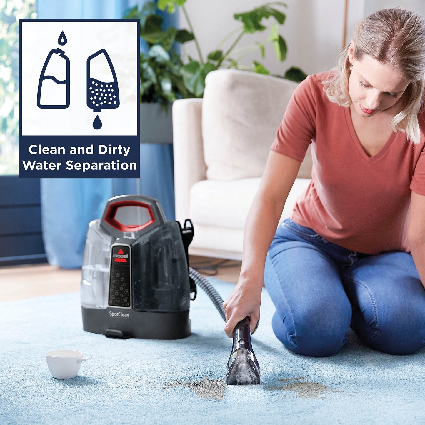 BISSELL SpotClean | Portable Carpet Cleaner | Lifts Spots and Spills with HeatWave Technology | Clean Carpets, Upholstery & Car | 36981 | Black/ Red