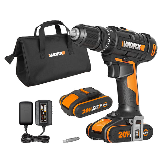 - Worx WX370.1 PowerShare 20V Cordless Combi Hammer Drill Kit with 2 Batteries