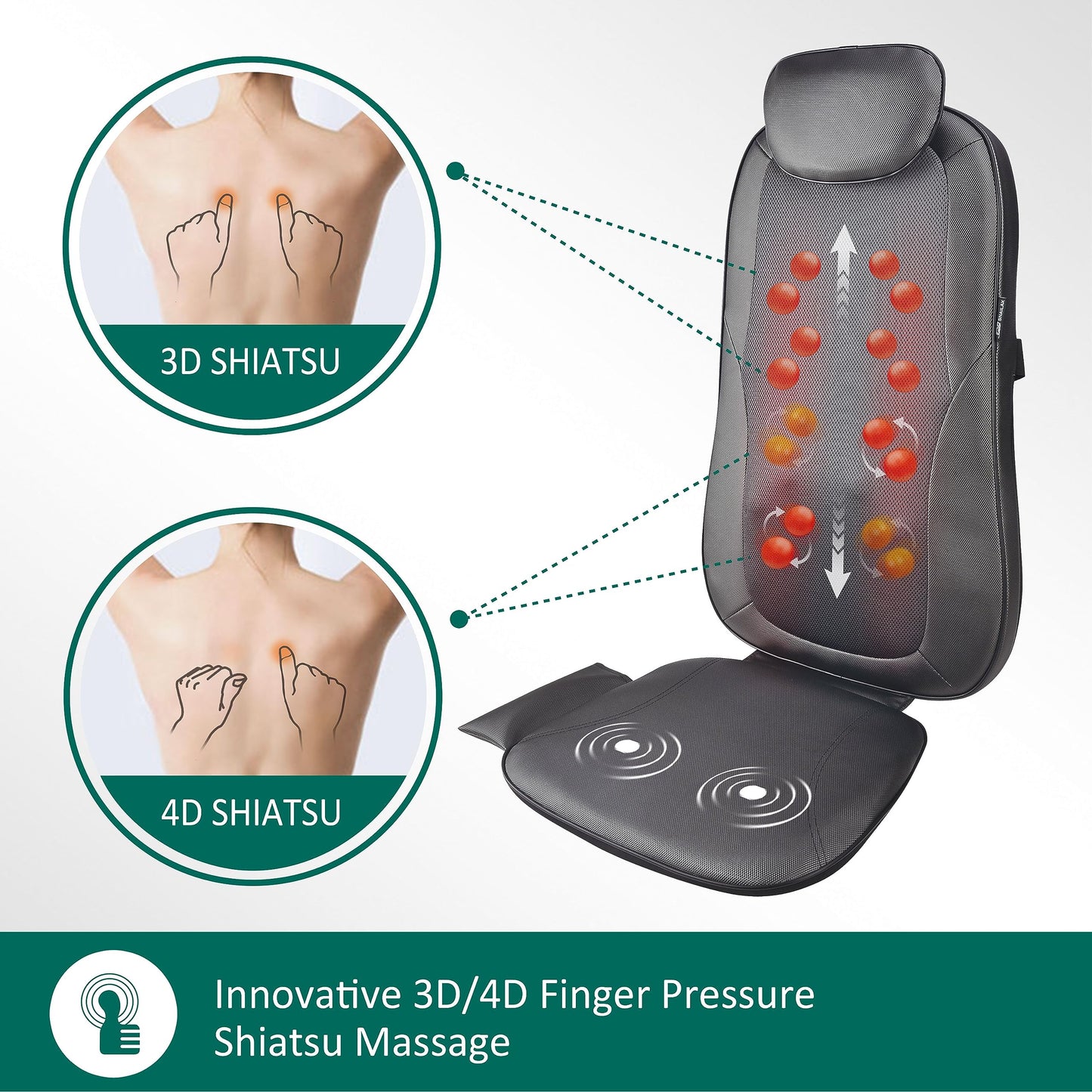 - Snailax Shiatsu Back Massager | Heat for Back Pain -