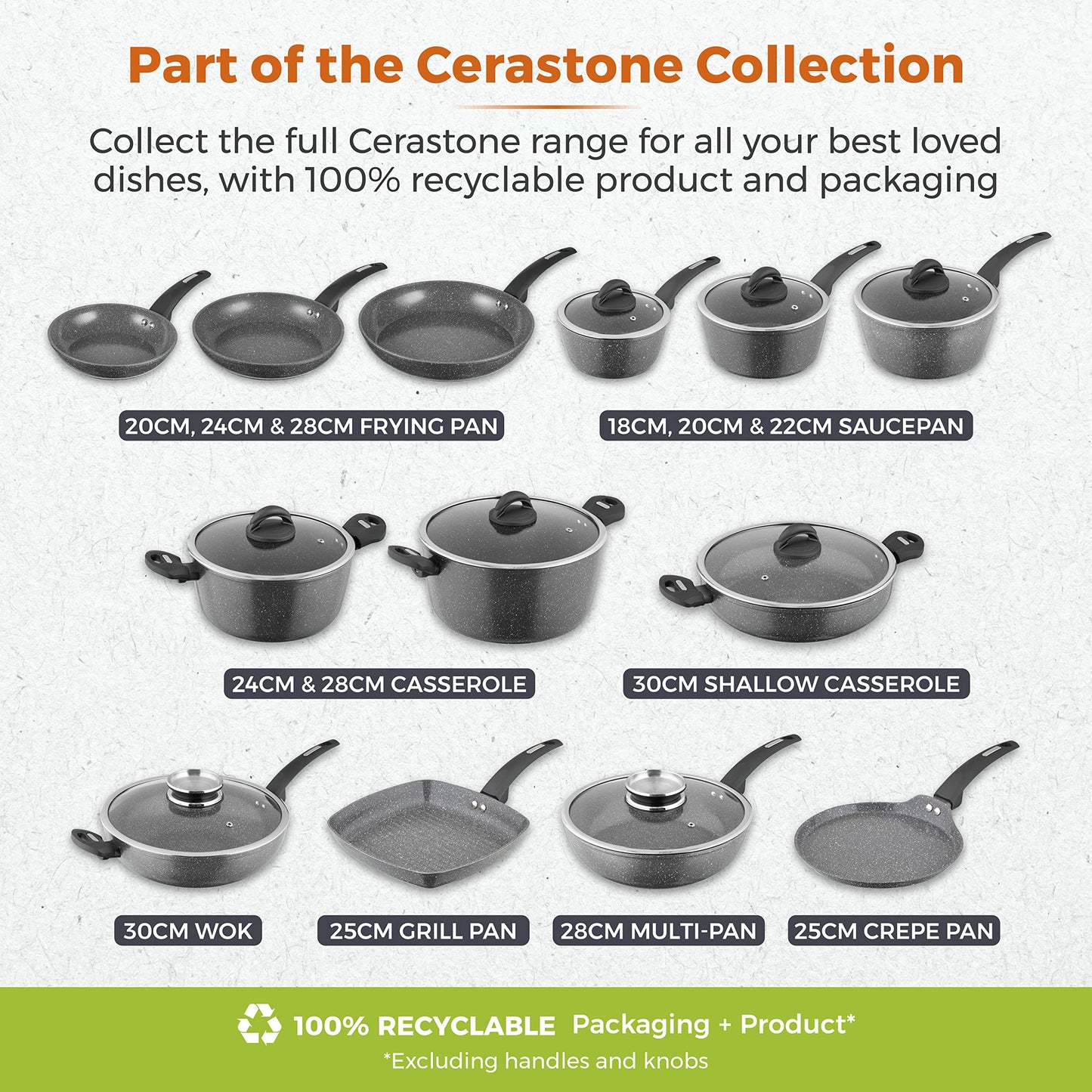 - Tower Cerastone T81232 Forged Frying Pan | Non-Stick Coating | Soft Touch Handles -
