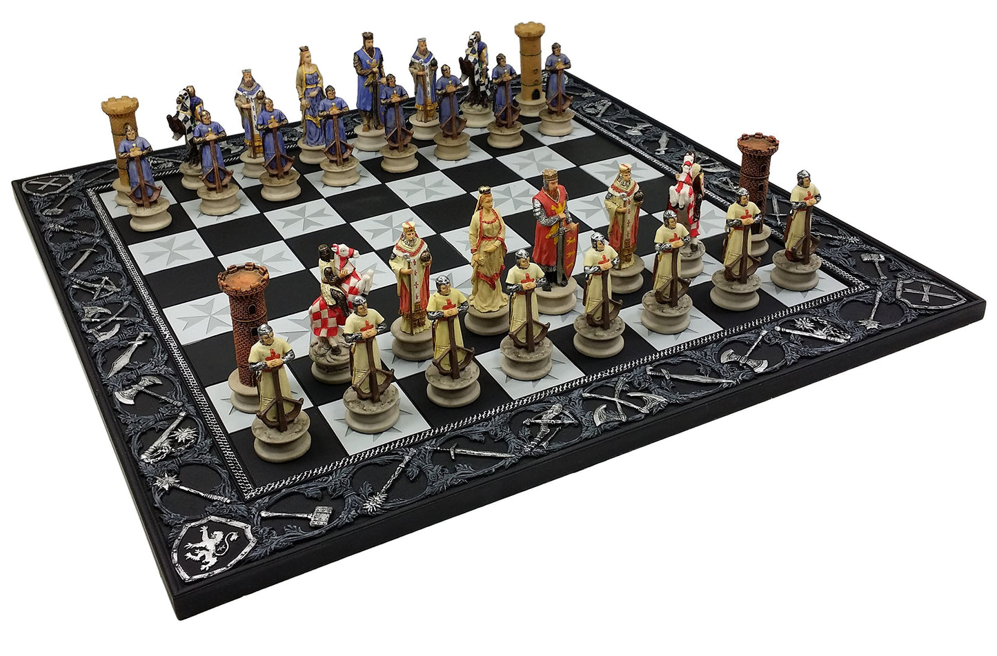 - HPL Medieval Times Crusades King Richard Christian Knights Chess Set | 17" Maltese Board -
