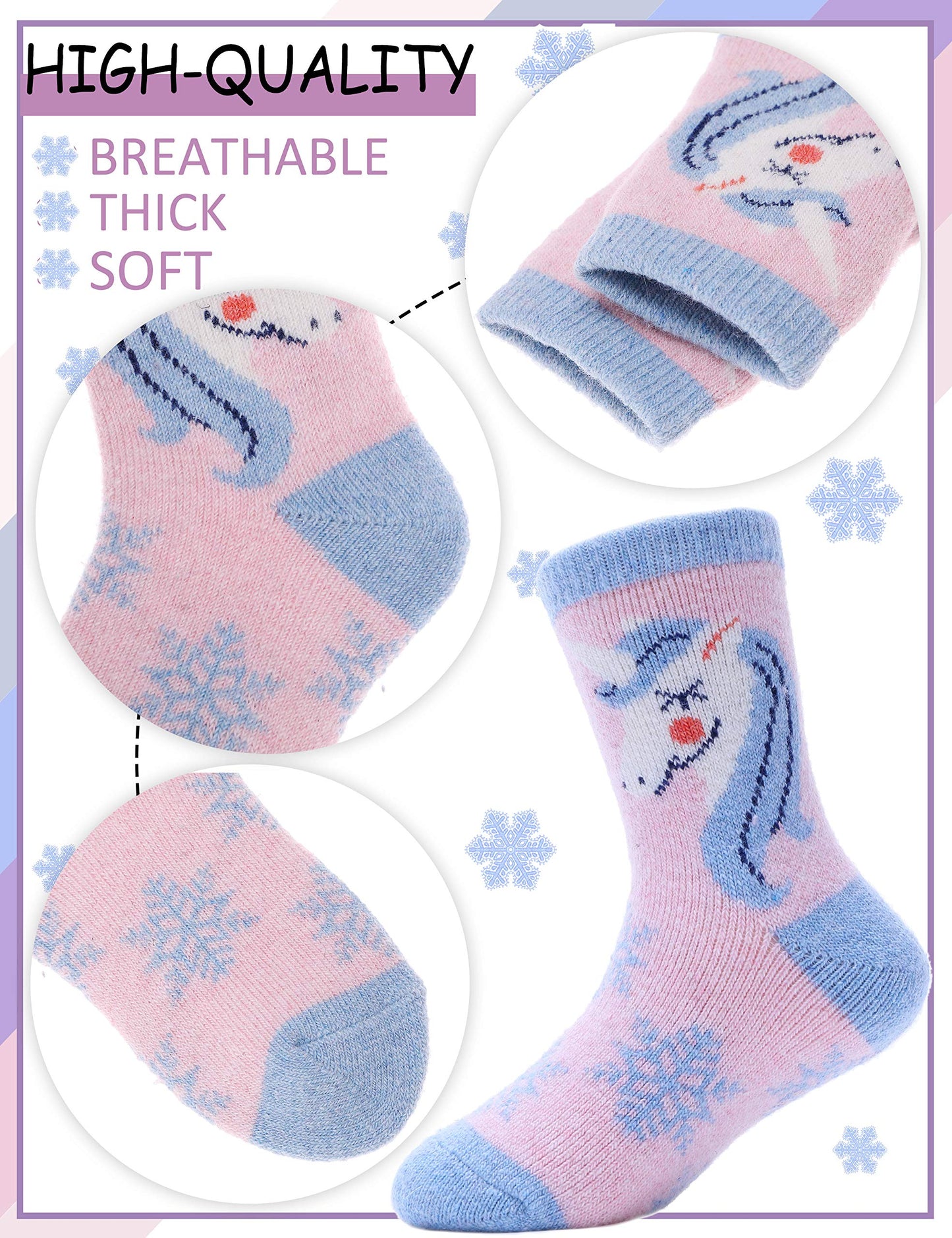 - Merino Wool Socks for Kids | Thick Thermal Socks 6 Pack -