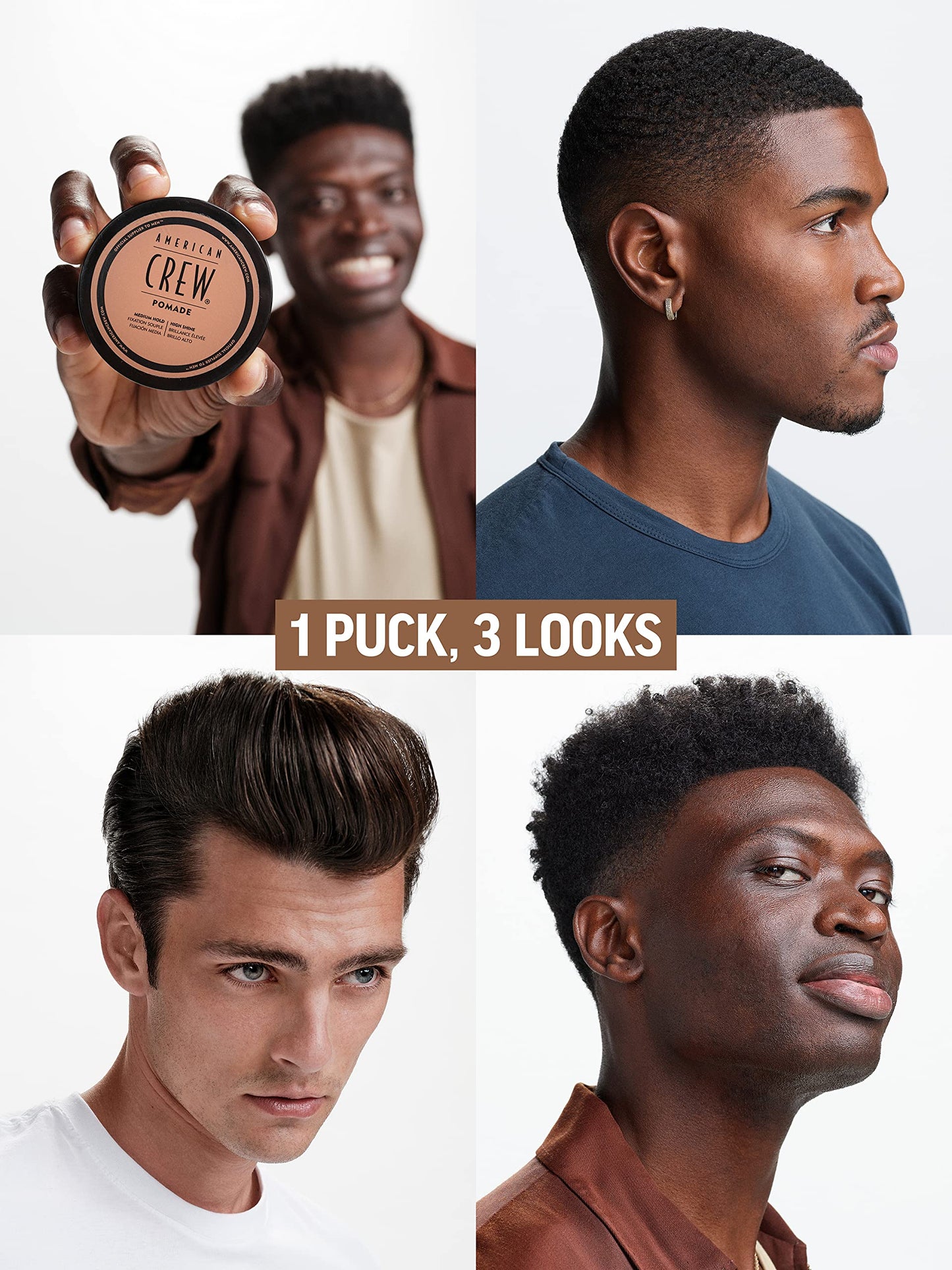 American Crew Pomade with Medium Hold & High Shine, Gifts For Men, For Shape & Control (85g) Water-based Pomade, Hair Styling for Men