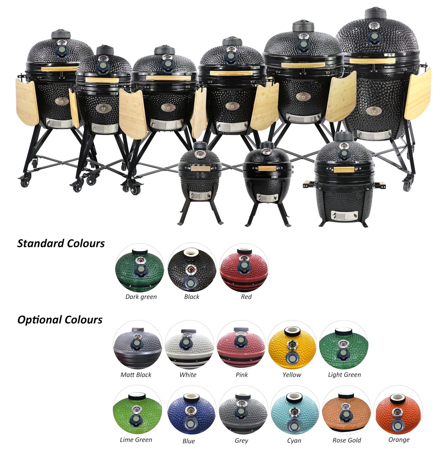 - YNNI KAMADO TQTT15GR 15.7" Free Standing Kamado Bundle Grill, GREEN, BBQ, Ceramic, Egg, Smoker, Bundle with Extras