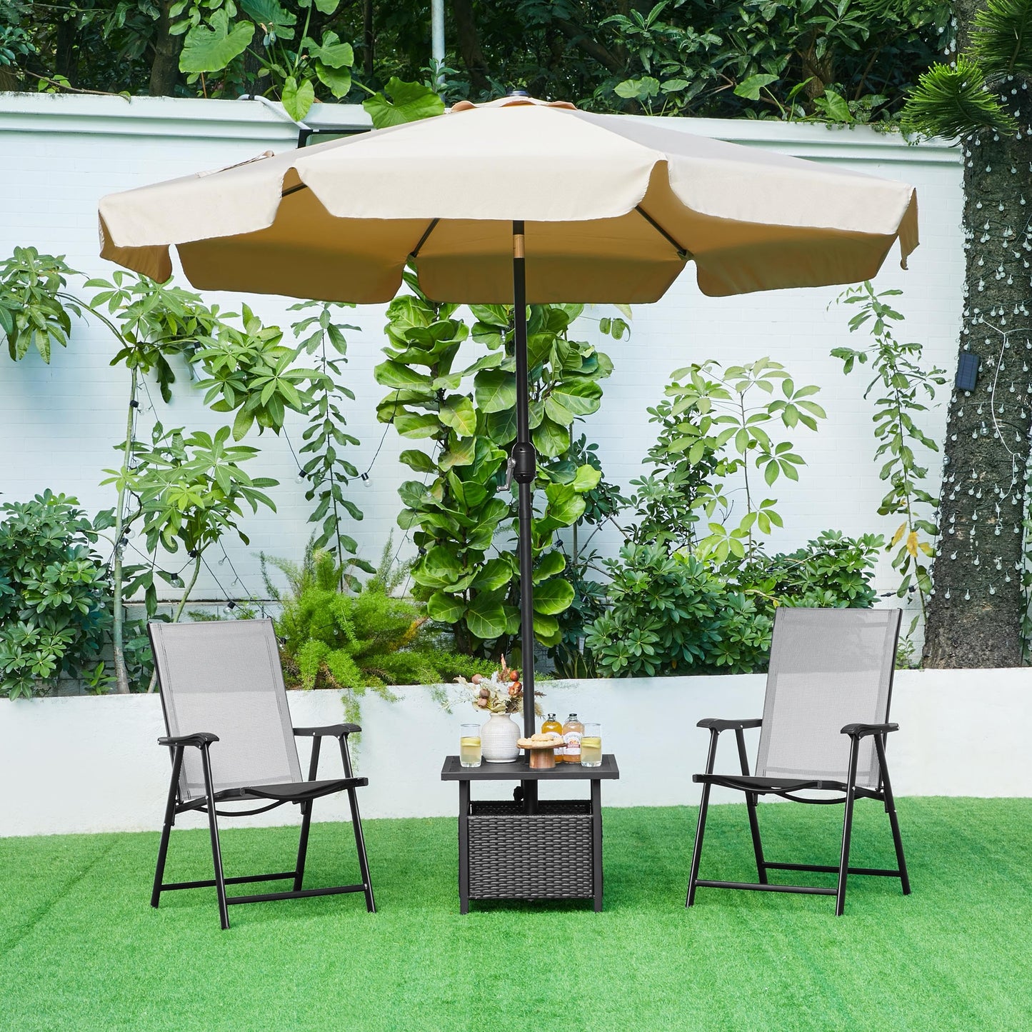 - Yaheetech Folding Chairs Outdoor Chairs Foldable Dining Chairs with Armrests 2PCS.