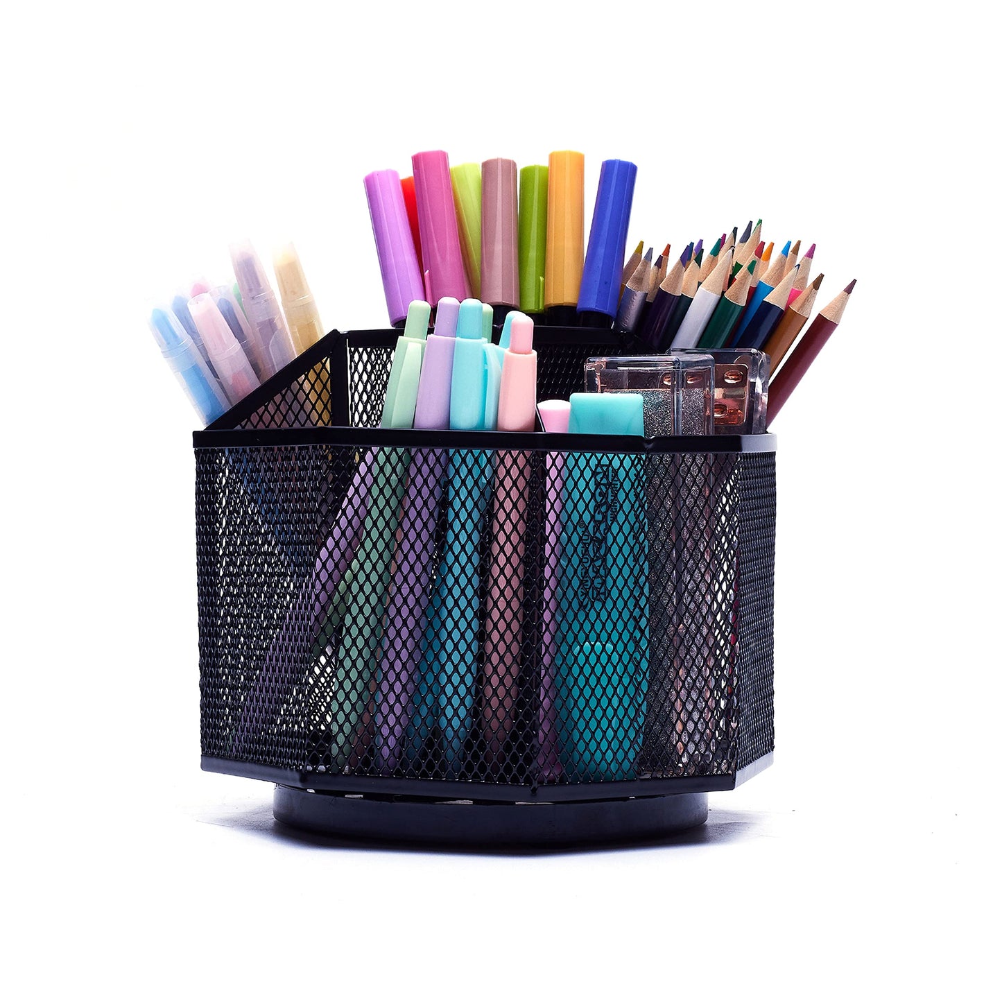 - EXERZ Desk Organiser | Mesh Desk Tidy Caddy | Pencil Holder | Multifunctional 360 Rotating -