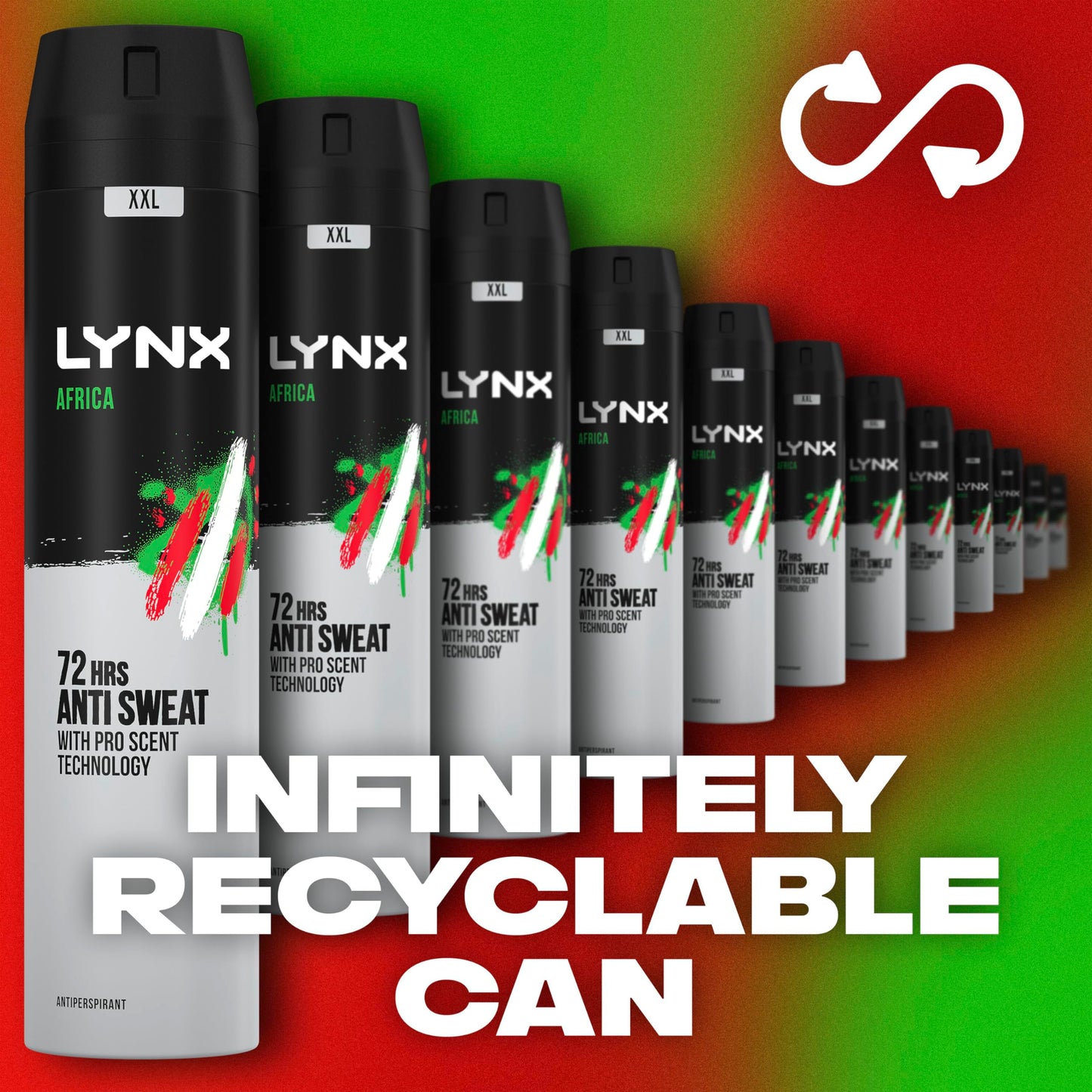 - Lynx XXL Africa Antiperspirant Deodorant Spray | 72-hour protection -