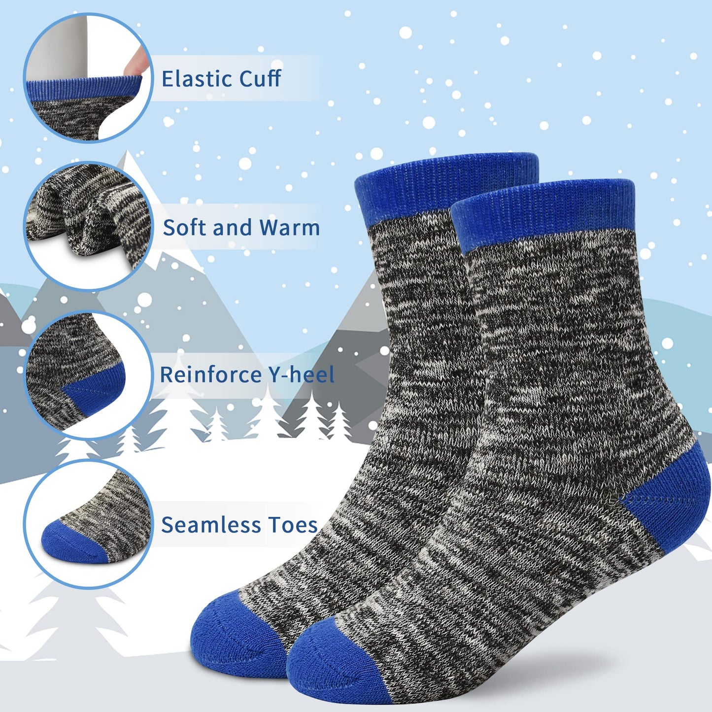 - SPTRAMLE | Boys Thick Socks | 5Pairs | 3-14Years | Thick Thermal Walking Socks | Boys & Girls -