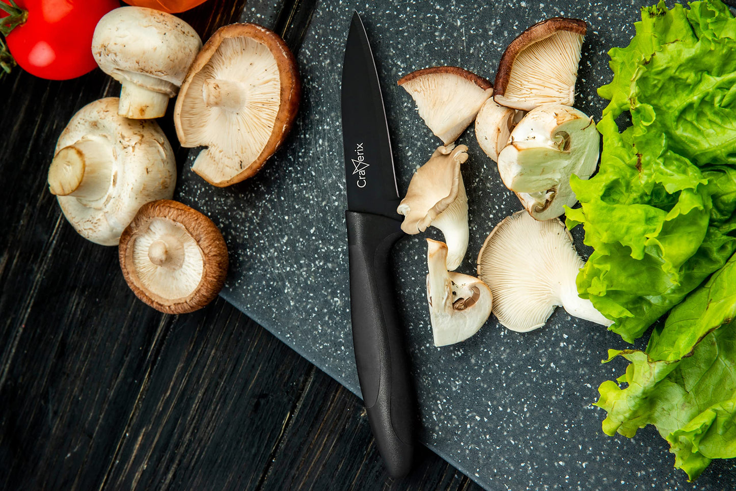 Craverix Professional Kitchen Knife Set - All Purpose 3PCS Black Kitchen Knives (Chef, Utility & Pairing) with Covers - Sharp Stainless Steel Non-Stick Blades with TPR Handles for Easy Grip