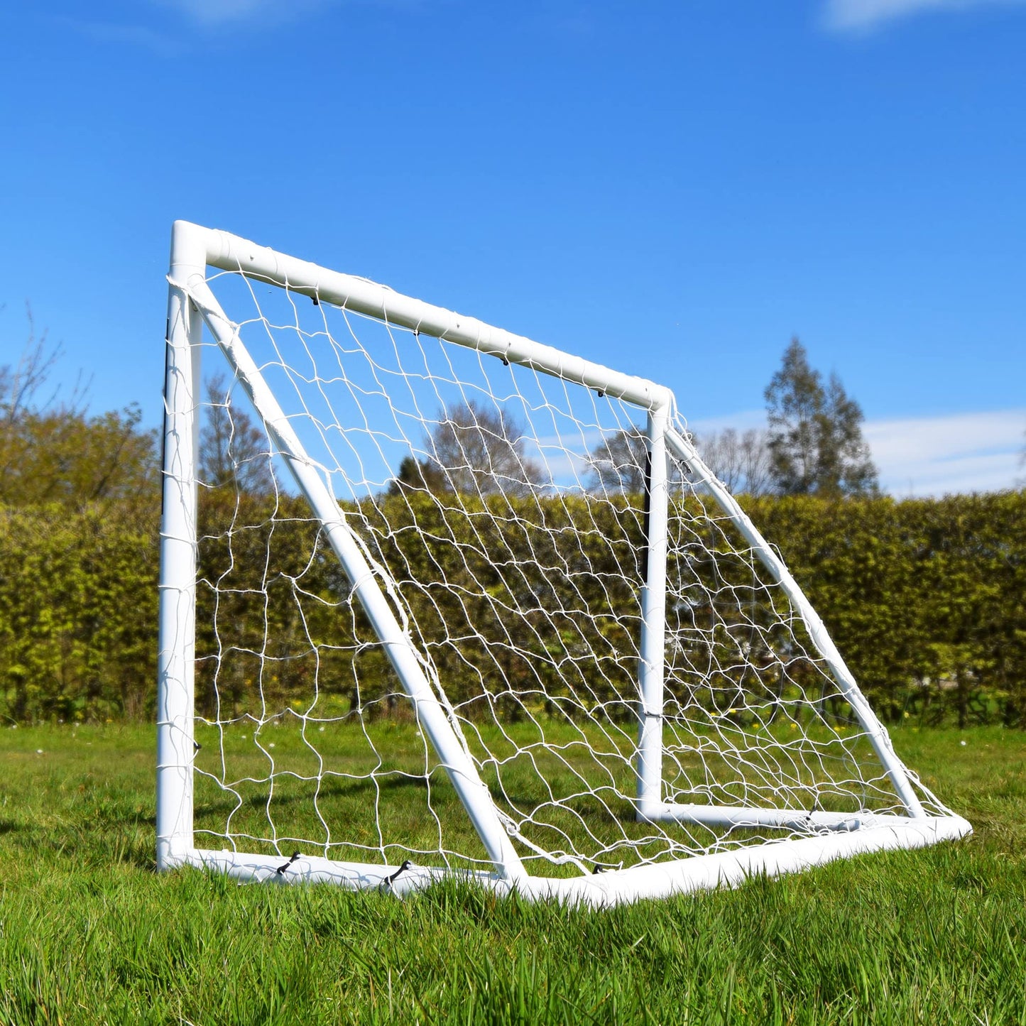 Amazon Exclusive Football Flick Goal - All weather - 70mm Extra thick uPVC - football goal for gardens, Integrated locking system (6x4, 8x4, 8x6, 12x6),White
