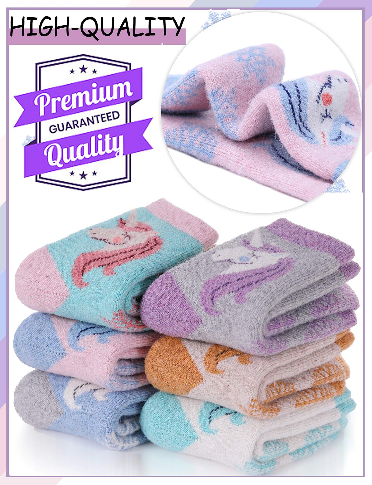 - Merino Wool Socks for Kids | Thick Thermal Socks 6 Pack -