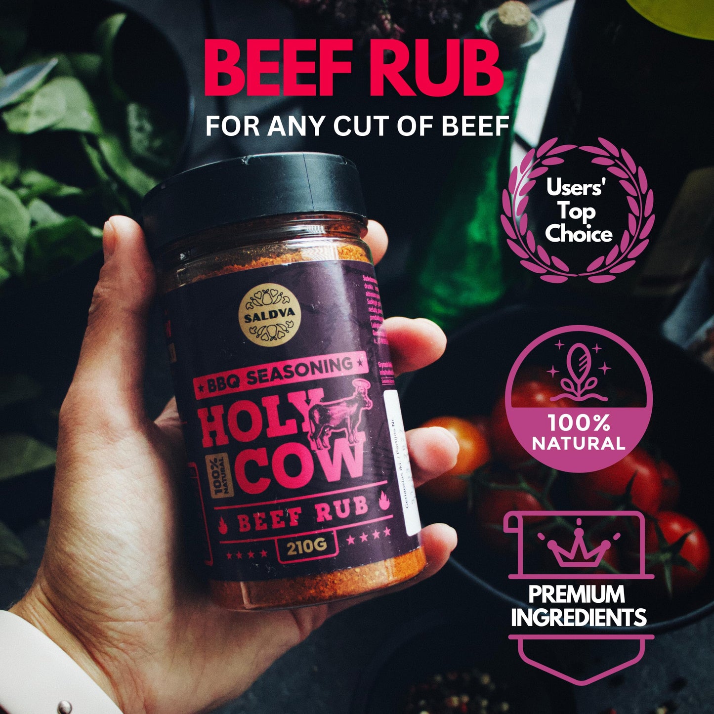 Classic Selection of Premium BBQ Seasonings - Holy Cow, Adam’s Rib, Angel’s Wings, Smoky Pig, Ultimate Rub & Veggie War BBQ Rubs | Pack of 6 | 100% Natural | Great Foodie Gift