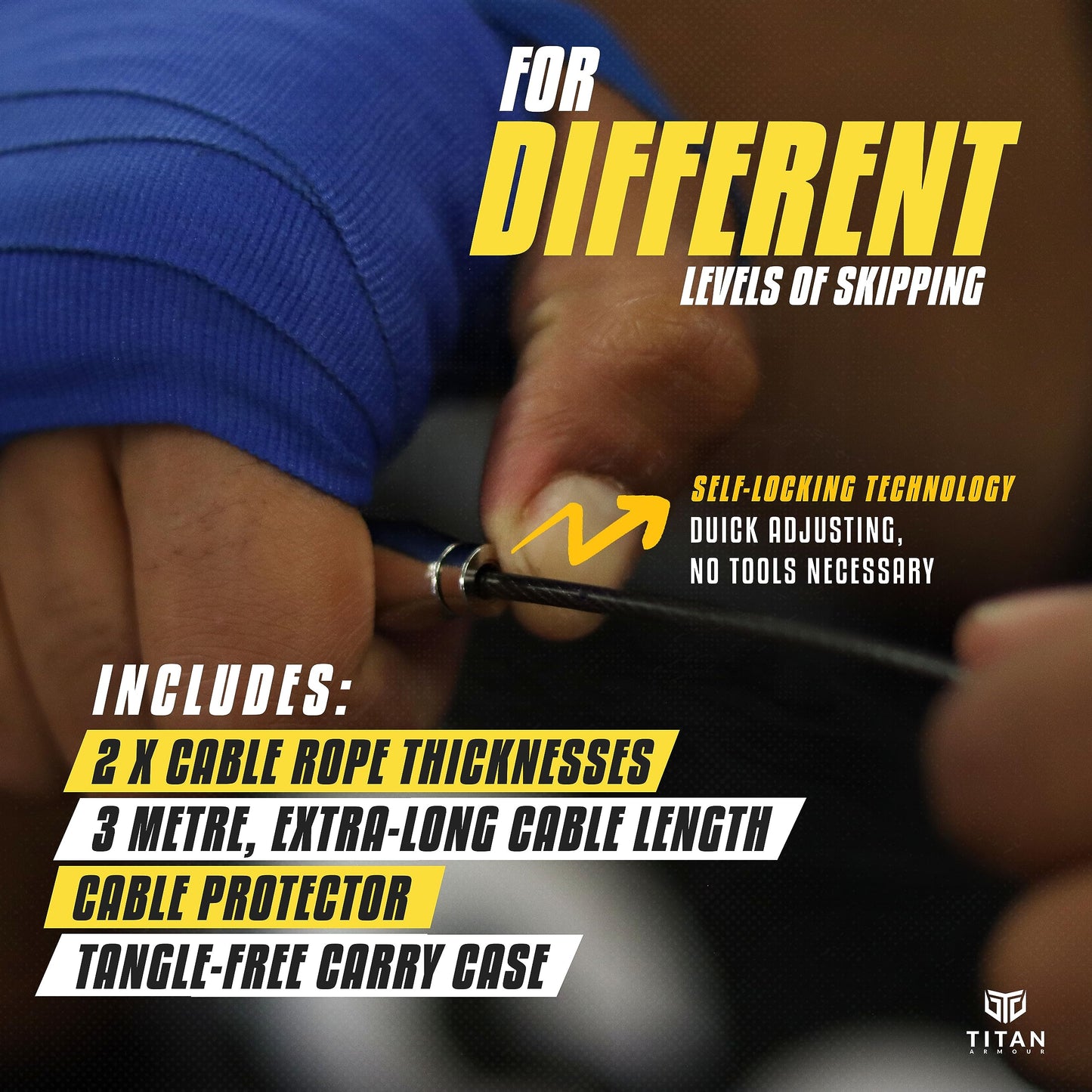 - Titan Armour® | Self-Locking & Adjustable | Adult Speed Skipping Rope -