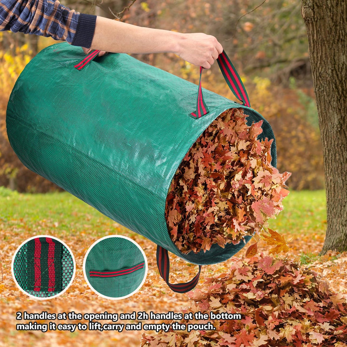 - Heavy Duty Garden Waste Bags with Handles | Large Garden Bags | Reusable Waterproof Garden Sack for Garden Waste -