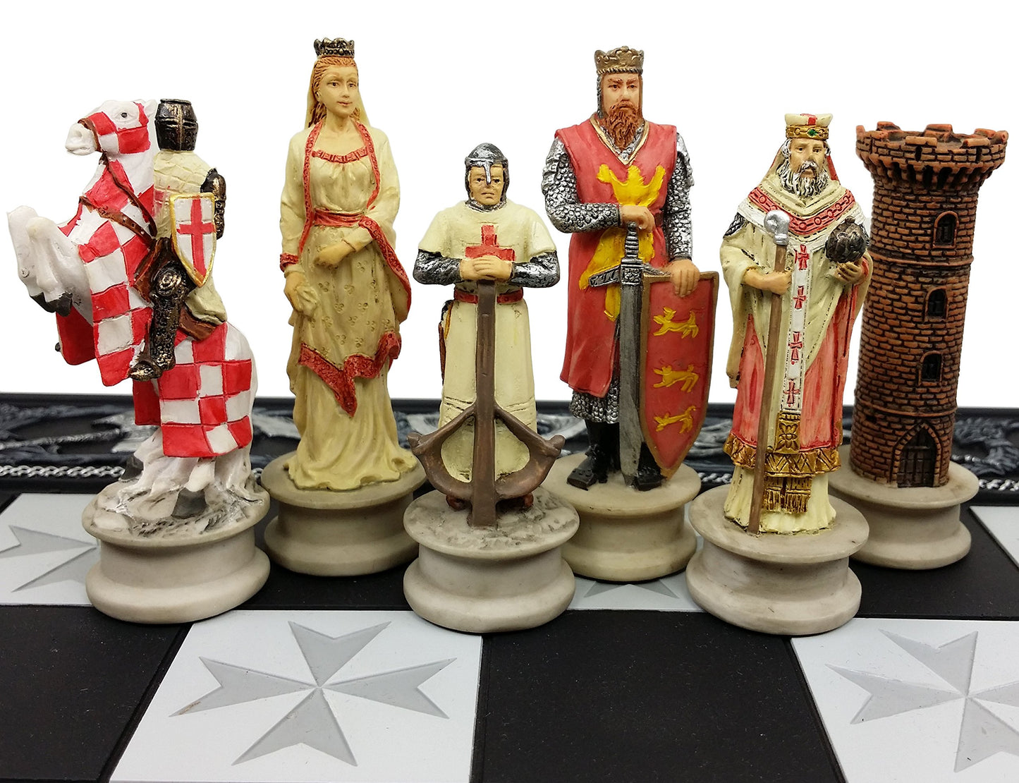 - HPL Medieval Times Crusades King Richard Christian Knights Chess Set | 17" Maltese Board -