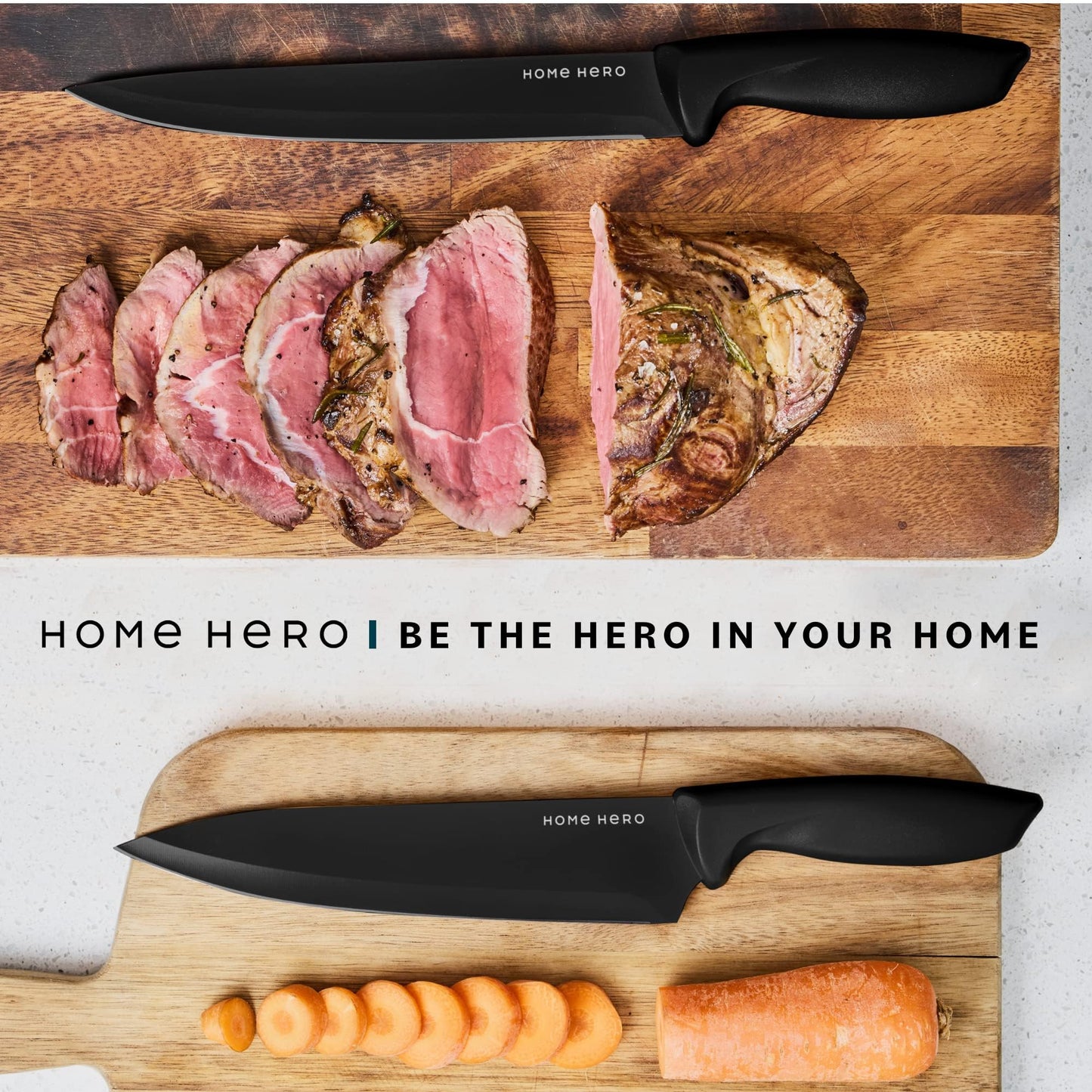 - Home Hero Ultra-Sharp Stainless Steel Kitchen Knife Set - Chef Knives Set -